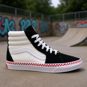 Vans Sk8-Hi Chaussures de skate montantes pour homme en toile noire et blanche à lacets authentiques toutes saisons - Product Image 2