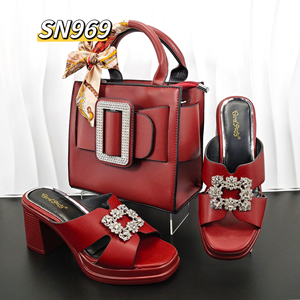 Inmyshop 2024 nouveau talon bas de haute qualité chaussures italiennes et sac ensemble belle Pu dame chaussures Match sac écharpes plate-forme fête - Product Image 6