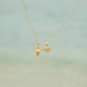 FUAMAY Dainty liontin mata zirkon, perhiasan berlapis emas 18K kalung perak Sterling 925 jimat mata wanita - Product Image 2