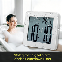 Reloj Despertador Digital para Baño AIKS, Impermeable, con Pantalla LCD, Temporizador de Cuenta Regresiva, Calendario, Diseño Art Deco, Fabricante OEM/ODM, Venta Directa de Fábrica