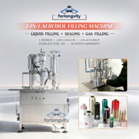 Machine de remplissage d'aérosols pneumatique semi-automatique à trois fonctions pour le bouchonnage et le scellage alimentaire, en acier inoxydable 304, haute précision 1%