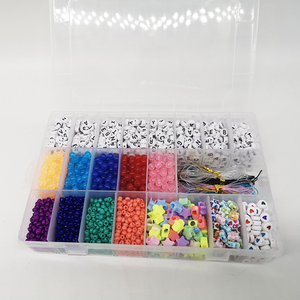 White Round Acrylic Letter <strong>Beads</strong> &amp; Glass <strong>Beads</strong> DIY Jewelry Making <strong>Kit</strong> for Kids Bracelets &amp; Necklaces - Product Image 1