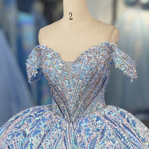 Robes de Quinceañera scintillantes bleu ciel Dy8525, dentelle et perles, robe de bal formelle pour anniversaire, Vestidos De 15 Anos, robe Jancember - Product Image 2