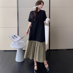 2025 קיץ קוריאני שמלת מקסי שמלה ארוכה יותר גודל חולצות טי חולצה שמלות נשים - Product Image 6