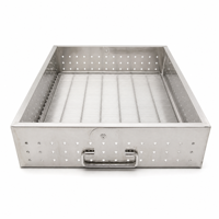 Panier de rangement multifonctionnel en acier inoxydable perforé, nouveau design tendance, avec fond en treillis métallique et poignée avant