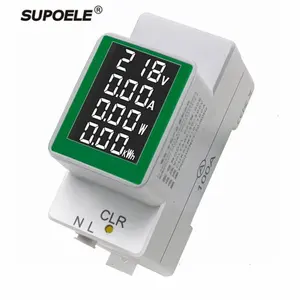 Einphasiger Din Rail Digital Volt Ampere Watt Kwh Energie zähler 4 in1 0 ~ 100A AC50V bis 300V Watt meter Voltmeter Mit Bult in CT