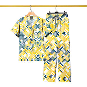 Le divise per Scrub dentale in 100% di puro cotone stampate personalizzate di marca VIAOLI mette a punto pantaloni dritti elasticizzati abiti per divisa - Product Image 3