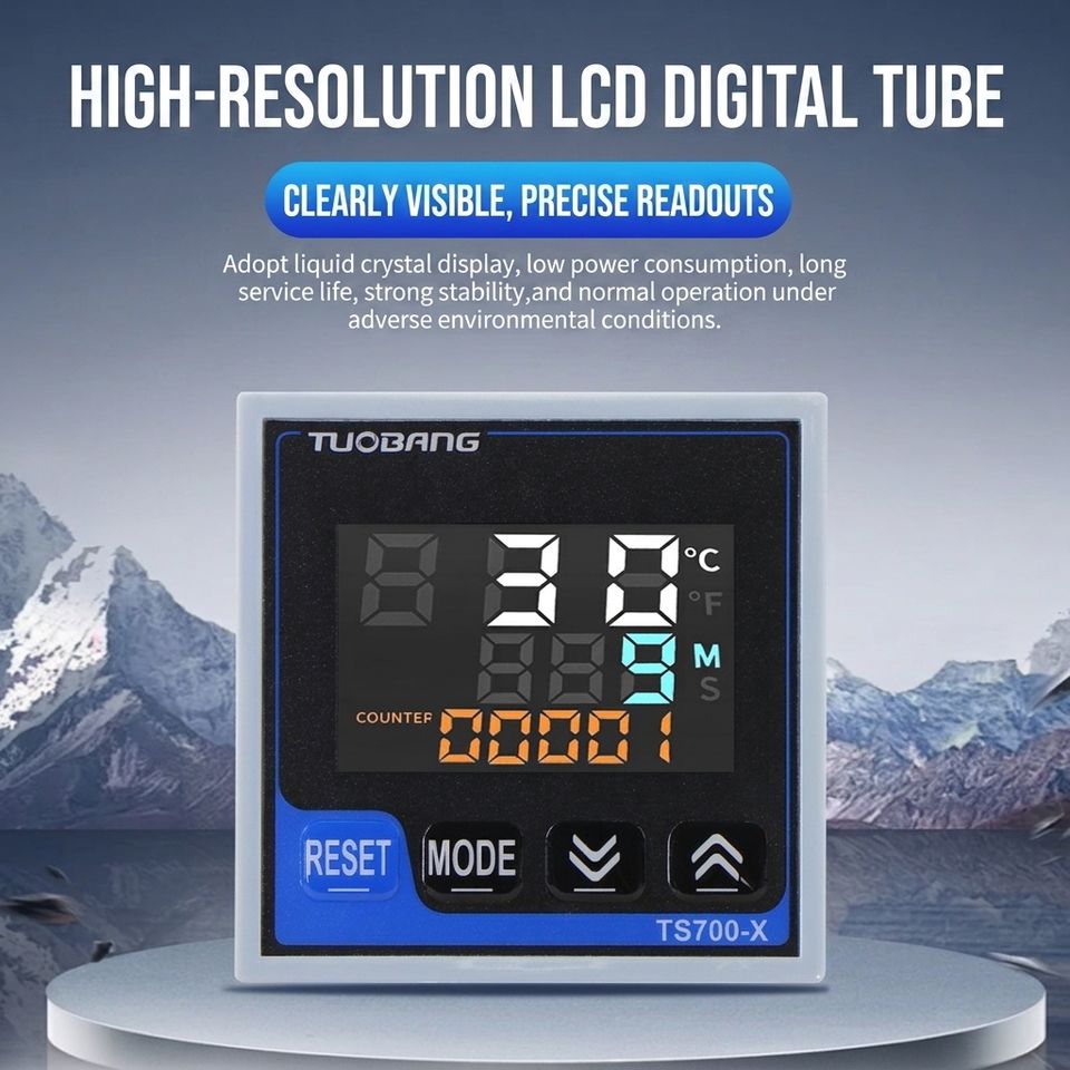 220V Digital Control Box Temperature Controller Timer for Hot Press Stamping Machine K-type Manual/Automatic Plastic 30A Relay