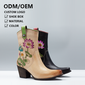 <span class=keywords><strong>Bottes</strong></span> en <span class=keywords><strong>cuir</strong></span> véritable pour femmes à la mode 2026, fabrication artisanale de qualité supérieure, <span class=keywords><strong>bottes</strong></span> de cow-boy en <span class=keywords><strong>cuir</strong></span> véritable pour femmes - Product Image 1