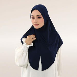 Syal jilbab instan <span class=keywords><strong>Loop</strong></span> wanita Muslim syal segitiga melar poliester Jersey Premium selendang penutup kepala Islam - Product Image 1