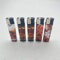 Logo personnalisable imprimé mince 78.1mm Rechargeable électronique flamme briquet réglable Butane torche pour Cigarettes en plastique