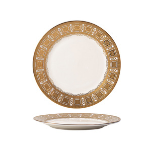 Assiette en céramique <span class=keywords><strong>anglaise</strong></span> JADE Light Luxury avec bordure en aluminium, <span class=keywords><strong>vaisselle</strong></span> jetable classique pour banquets, fêtes et hôtels - Product Image 5