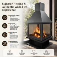 Poêle à bois moderne en acier pour extérieur et intérieur, équipement de chauffage d'occasion pour jardin, patio, villa, maison, salon