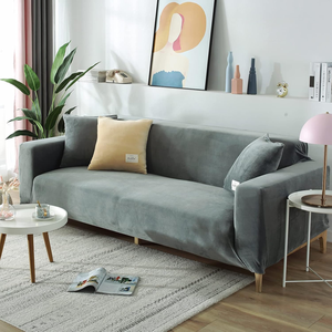 Large <strong>Sofa</strong> <strong>Cover</strong> 1-4 Seatslight <strong>Grey</strong> Velvet and Elastane Stretch <strong>Sofa</strong> <strong>Cover</strong> Furniture Protector for Living Room - Product Image 2