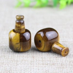 Pierre Œil de Tigre, Stupa à Trois Voies 19mm, Pierre Précieuse Naturelle, Tête de Bouddha, Accessoires DIY pour Graines Vajra Bodhi - Product Image 1