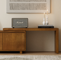 Meuble TV extensible en chêne massif de style moderne du milieu du siècle OE HOME, avec rangement réglable, support au sol pour téléviseurs de 75 pouces, salon, maison