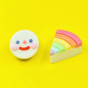 Nouveau design : Cabochon en résine Arc-en-ciel et Visage Kawaii pour coque de téléphone, artisanat DIY, jouets alimentaires, pendentif de porte-clés - Product Image 2