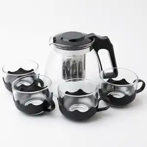 五件套玻璃花茶壶大容量家用功夫过滤茶具饮具餐厅咖啡茶具茶壶