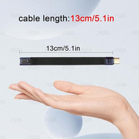4,0 C macho a 90 ° ángulo C macho Cable corto de datos 240W USB tipo C 4,0 PD Cable flexible plano de carga rápida para banco de energía de teléfono inteligente