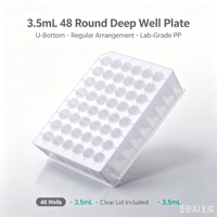 Plaque de 48 puits ronds à fond en U, arrangement régulier, 3,5 mL, sans DNase ni RNase, pour stockage d'échantillons de laboratoire