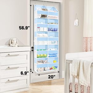 Organisateur bleu à suspendre derrière la porte, 10 compartiments, 5 niveaux, rangement suspendu pour vêtements, produits pour bébés, fixation murale - Product Image 4