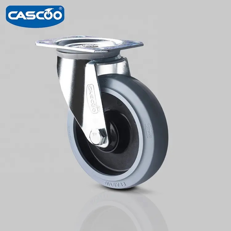 CASCOO 125mm 회색 내유성 65A 공구 내각 산업 트롤리를 위한 탄력 있는 고무 바퀴 피마자