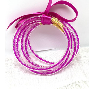 Manik-manik kaca manik-manik beras silikon lima lapis lintas batas gelang manik-manik kecil warna Solid warna campuran/gelang - Product Image 4