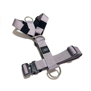 Ensemble de harnais de laisse de collier de chien de boucle en métal tactique rembourrée en néoprène en nylon souple réglable de luxe - Product Image 4