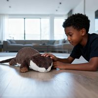 Peluche lestée en polaire courte de 18 pouces, oreiller en forme de loutre, cadeau pour enfants garçons filles de 0 à 24 mois