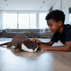 Peluche lestée en polaire courte de 18 pouces, oreiller en forme de loutre, cadeau pour enfants garçons filles de 0 à 24 mois - Product Image 4