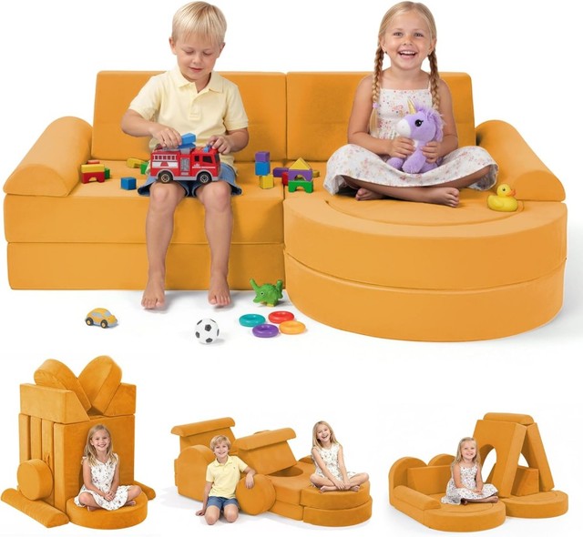16pcs Creative Convertible Foam Sectional Modular Toddler Play Couch Sofa For Boys And Girls For Playroom And Bedroom