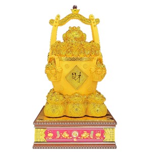 Ciotola del Tesoro in Stile Cinese, Barile Dorato, Salvadanaio in Stile Cinese, Decorazione Portafortuna, Ornamenti per Vetrinetta Vini in Resina - Product Image 1