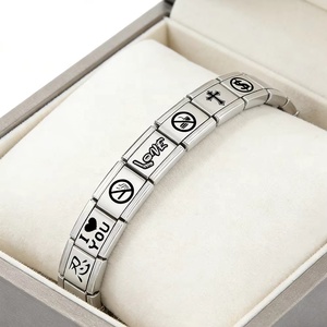 Wholesale Custom Laser <b>Engraving</b> Cross Cat Heart Spider Italian Charm Link Fit 9mm Stainless Steel Bracelet DIY Making Jewelry - Product Image 3