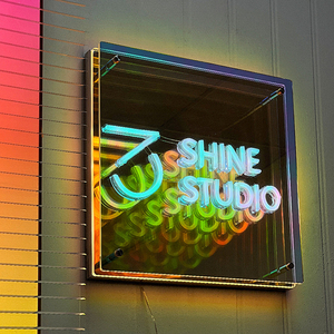 Signo de neón 3D multicapa infinito personalizado espejo mágico abisal personalizado LED decoración de pared género electrónico - Product Image 1