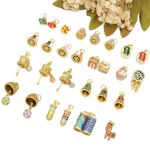 Roue de prière à gouttes d'huile colorée de style ancien, Maxim de <span class=keywords><strong>Zaka</strong></span> Lam à six caractères, Cinq voies du Dieu de la Richesse, Poisson annuel, Pend - Product Image 5