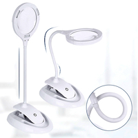2 in 1 Clamp on Desk 5X 10X Optical Glass Lens Magnifying Glass with LED Light for Reading Repair Work