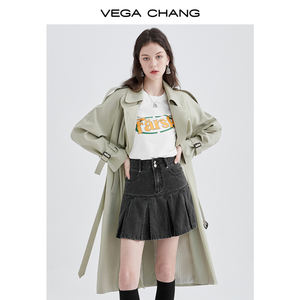 VEGA CHANG 2025 осенний Новый небольшой средней длины Свободный Повседневный плащ в британском стиле Женский Тренч - Product Image 5