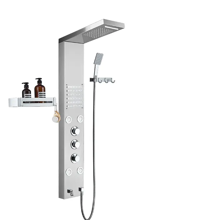 Multifunctional स्टेनलेस स्टील मालिश स्पा बारिश दीवार माउंट शॉवर पैनल स्तंभ स्क्रीन मिक्सर नल प्रणाली में कमरे में स्नान