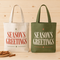 Sac en toile de Noël en coton lavable, motif hivernal personnalisé, pour articles saisonniers de bazar, en stock pour commande en gros