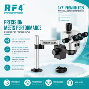 Kit <span class=keywords><strong>de</strong></span> microscope stéréoscopique trinoculaire RF4 avec caméra HD 4K, alimentation, tapis <span class=keywords><strong>de</strong></span> travail, réparation <span class=keywords><strong>de</strong></span> téléphones portables, diffusion <span class=keywords><strong>en</strong></span> direct, inspection <span class=keywords><strong>de</strong></span> pièces fines - Product Image 3