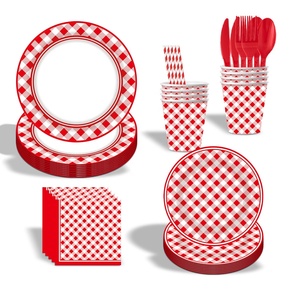 Articoli per Feste <span class=keywords><strong>a</strong></span> Tema Scacchiera Rossa All'Ingrosso, Piatti, Bicchieri e Tovaglioli di Carta Usa e Getta, Decorazioni per Feste di Compleanno - Product Image 5
