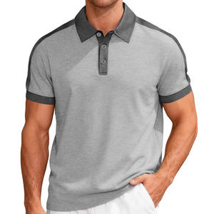 Camiseta de manga corta para hombre, estilo casual deportivo, holgada, con bloques de color, de sarga de algodón perlado, estilo europeo y americano, para verano. - Product Image 3