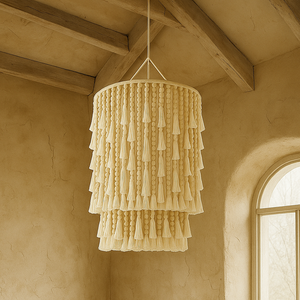 B2BArt Macram contemporain en fibre d'art pour chambre d'amis fournit un abat-jour <span class=keywords><strong>de</strong></span> source durable avec long gland et acoustique - Product Image 1