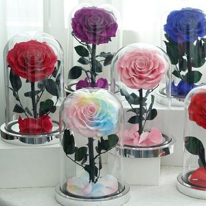 ของขวัญวาเลนไทน์ขายส่ง ดอกกุหลาบคงสภาพ ดอกไม้สบู่ PVC ดอกไม้แห้งในกล่องของขวัญแก้ว - Product Image 3