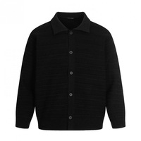 Cardigan léger à revers pour homme, style vintage américain, coupe ajustée, simple boutonnage, manches classiques, personnalisable et tendance