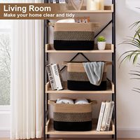 Panier de rangement en corde de coton 15x10x9 pouces, tissé, avec poignées, pour vêtements, jouets, serviettes, livres, linge, durable, élégant, ovale