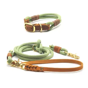 Premium Paracord Dog Collar Lead Set Durable elegante cuerda de algodón trenzado para perros pequeños medianos grandes