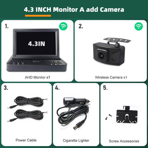 Monitor de Coche Plegable con Pantalla Digital IPS de 4.3'' AHD Inalámbrico, Lente Ojo de Pez Dorada, Cámara de Visión Trasera Wifi 1080P - Product Image 5