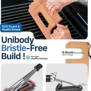 Raspador de barbacoa de madera Tongwen 3 en 1, herramienta de limpieza multifunción para cocinar al aire libre - Product Image 3
