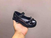 En stock – 3 styles de chaussures Mary Jane noires en PU pour filles, avec nœud décoratif, chaussures décontractées pour enfants, doublure en maille, chaussures d'école souples, vente en gros